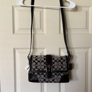 Coach Black and Gray Signature Crossbody Bag